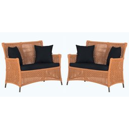 2 Sofás Área Externa Igapó Alumínio Pintura Marrom Corda Náutica Estofado Impermeável 12 - 1