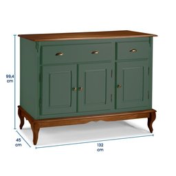 Balcão Buffet 3 Portas 2 Gavetas Hannover 60803 Linz Móveis - Verde Musgo/Imbuia - 4