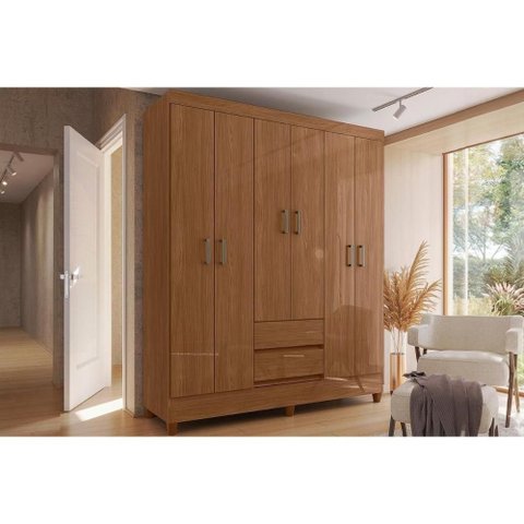 Guarda Roupa Casal 6 Portas c/Pés Fit Jequitibá S. Andirá