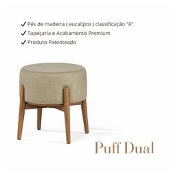 Puff Dual 2 em 1 Acabamento Moderno Vira Mesa de Apoio Linho Cinza - 5