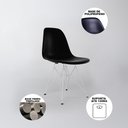 Ver imagem 4 de Mesa de Jantar Vidro com 4 Cadeiras Pretas Eames Eiffel Quadrada 90cm Base Ferro Branco