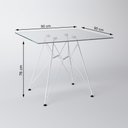 Ver imagem 3 de Mesa de Jantar Vidro com 4 Cadeiras Pretas Eames Eiffel Quadrada 90cm Base Ferro Branco