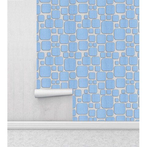 Papel De Parede Infantil Para Quarto Sala Cinza Com Azul