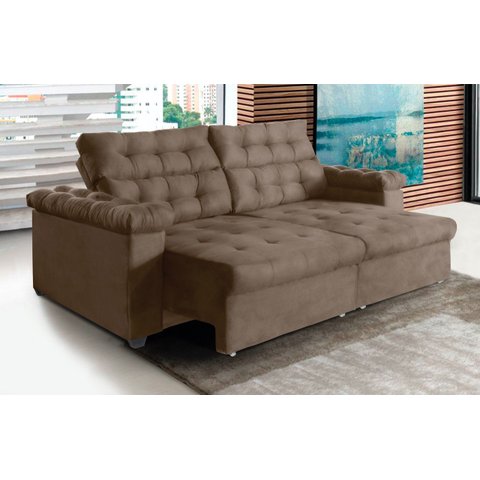 Sofá New Austrália 290cm Retratil Reclinavel Suede Castor – WS.