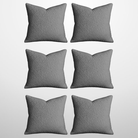 Kit 6 Capas de Almofada Bouclé 50x50 Decorativa Cinza