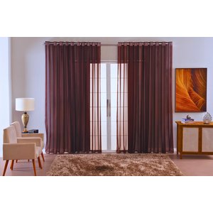 cortina para sala voal liso transparente delicate 6,00x2,80:marron