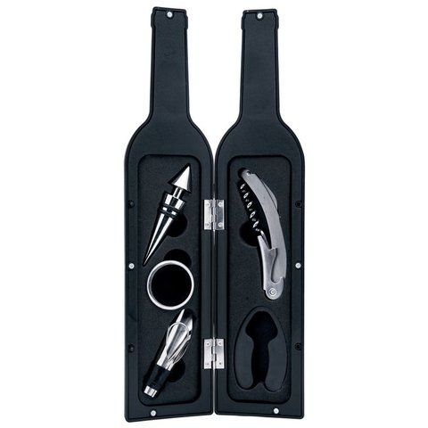 Jogo Vinho Inox Mini Garrafa 3 Peças 23 Cm Mimo Ac12536