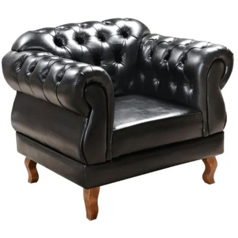 Poltrona Chesterfield Elisabeth Clássica Via Encanto Courano Preto