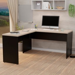 Mesa de Canto em L para Escritório 1.60x1.50 Tpo 30mm Carvalho - 2