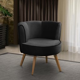 Poltrona Para Sala Decorativa Isa Suede Preto Adonai Estofados - 1