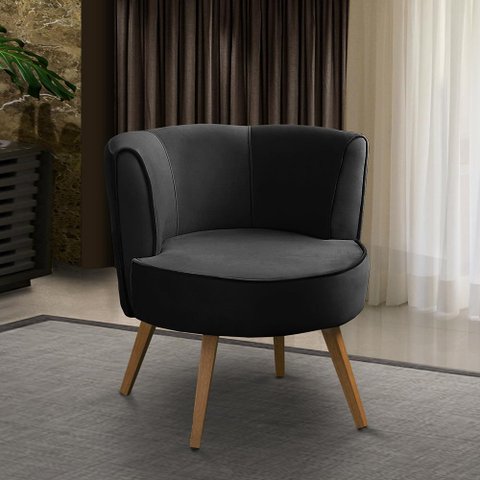 Poltrona Para Sala Decorativa Isa Suede Preto Adonai Estofados