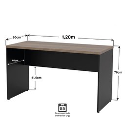 Mesa de Escritório 1.20x60 Tampo 30mm Netmobil Nogal - 5