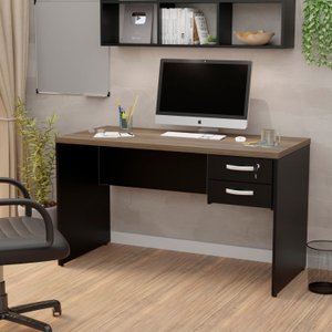 Mesa de Escritório 1.20x60 com Gaveteiro Tampo 30mm Nogal