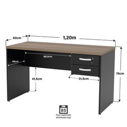 Mesa de Escritório 1.20x60 com Gaveteiro Tampo 30mm Nogal - 5