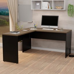 Mesa de Canto em L para Escritório 1.60x1.50 Tpo 30mm Nogal - 2