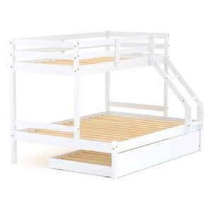 Treliche com Cama Casal Eco Madeira Maciça Branco Mobilistore