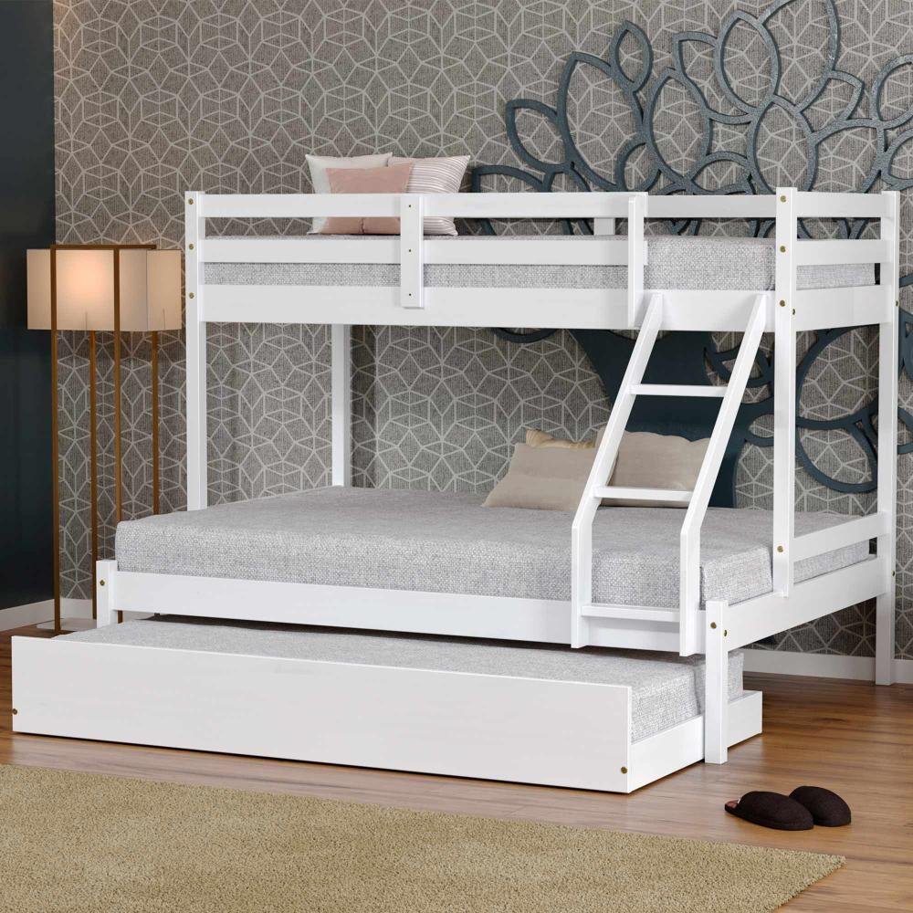 Treliche com Cama Casal Eco Madeira Maciça Branco Mobilistore - 2