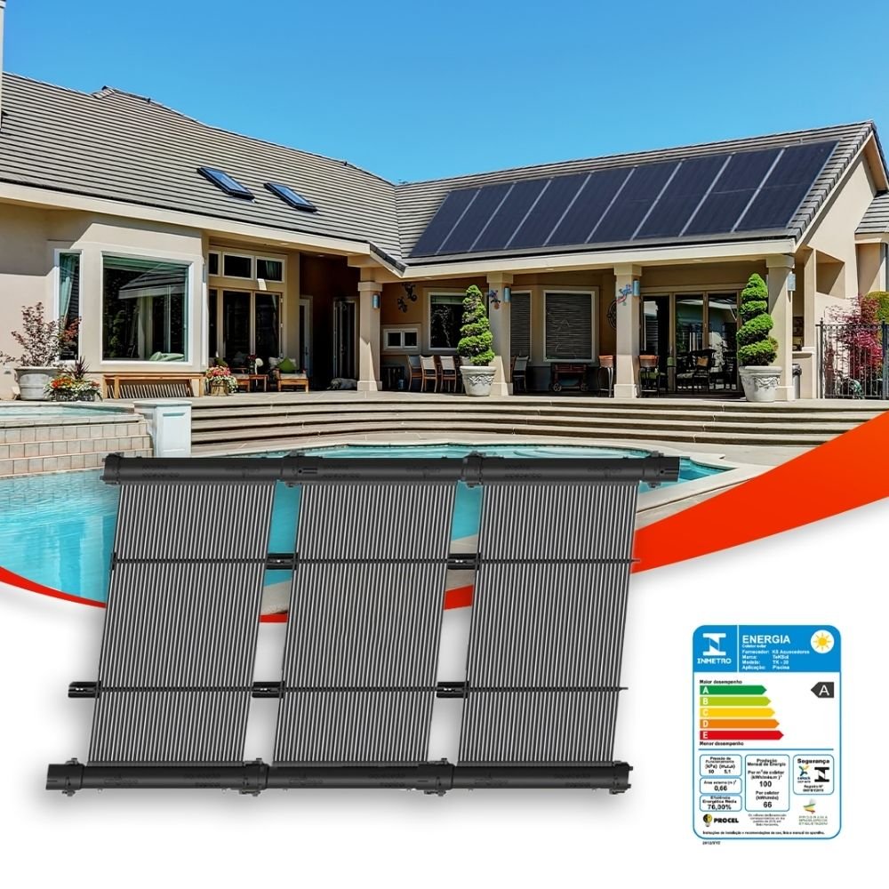 Kit Aquecimento Solar para Piscinas até 50m² ou 70 mil litros TekSol com Controlador de Temperatura  - 2