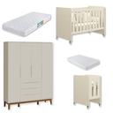 Ver imagem 2 de Quarto de Bebê Berço Evolution + Guarda Roupa Infantil 4P e 3g Areia Classic 02 Colchões