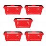 5 Cestos Compras Plástica 16 Litros Vermelho Supermercado - 1