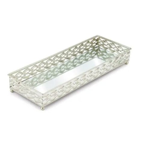 Bandeja francesa luxo Espelho Retangular Sala Lavabo 24x13cm