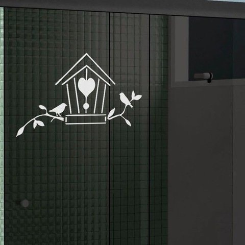 Adesivo Árvore Galho Pássaros Casa Box Cozinha 40X66cm:Branco