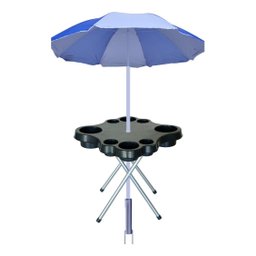 Mesa Praia Desmontável Petisqueira Preta E Sup. Guarda Sol - 1