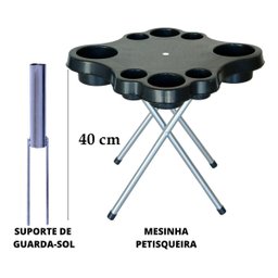 Mesa Praia Desmontável Petisqueira Preta E Sup. Guarda Sol - 3