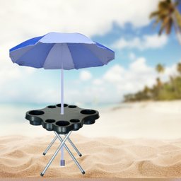 Mesa Praia Desmontável Petisqueira Preta E Sup. Guarda Sol - 4