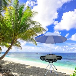Mesa Praia Desmontável Petisqueira Preta E Sup. Guarda Sol - 6