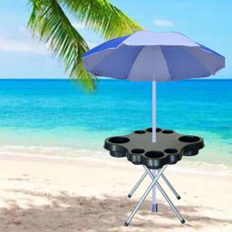 Mesa Praia Desmontável Petisqueira Preta E Sup. Guarda Sol - 2