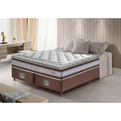 Cama Box Queen + Colchão de Molas Ensacadas D33 com Pillow Top Cama Inbox Select 158x198x71