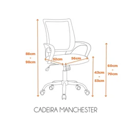 Cadeira Escritório Diretor com Relax Tela Mesh Manchester Preto - 4