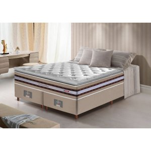 Cama Box Queen + Colchão de Molas Ensacadas D33 com Pillow Top Cama Inbox Select 158x198x71
