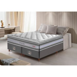 Cama Box Super King + Colchão de Molas Ensacadas D33 com Pillow Top Cama Inbox Select 193x203x71