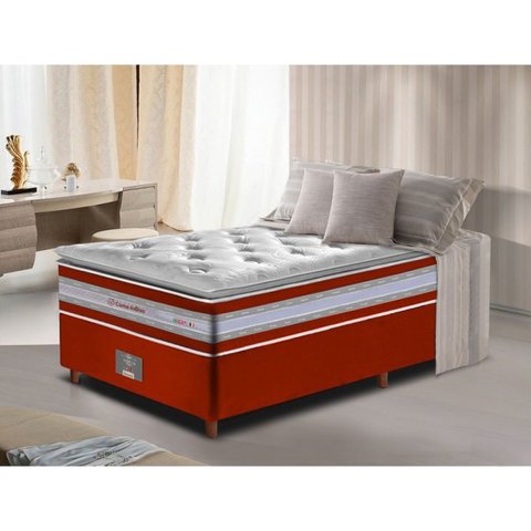 Cama Box Solteiro + Colchão de Molas Ensacada D33 com Pillow Top Cama Inbox Select 88x188x71