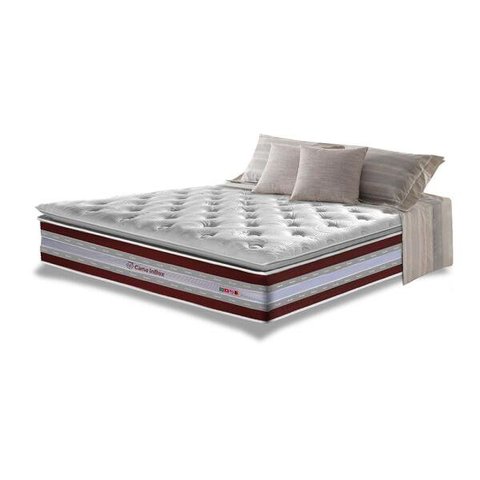 Colchão King de Molas Ensacadas D33 com Pillow Top Cama Inbox Select 193x203x32 Vinho