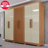 Guarda-roupa de Casal 100% Mdf 6 Portas 4 Gavetas Valencia Ripado - Tudo de Móveis Marrom - 1