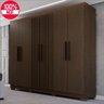 Guarda-roupa de Casal 100% Mdf 6 Portas 4 Gavetas Valencia Ripado - Tudo de Móveis Marrom - 9