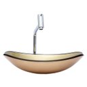 Ver imagem 4 de Kit Banheiro Cuba de Vidro Chanfrada + Torneira Link + Válvula - Dourado