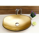 Ver imagem 3 de Kit Banheiro Cuba de Vidro Chanfrada + Torneira Link + Válvula - Dourado