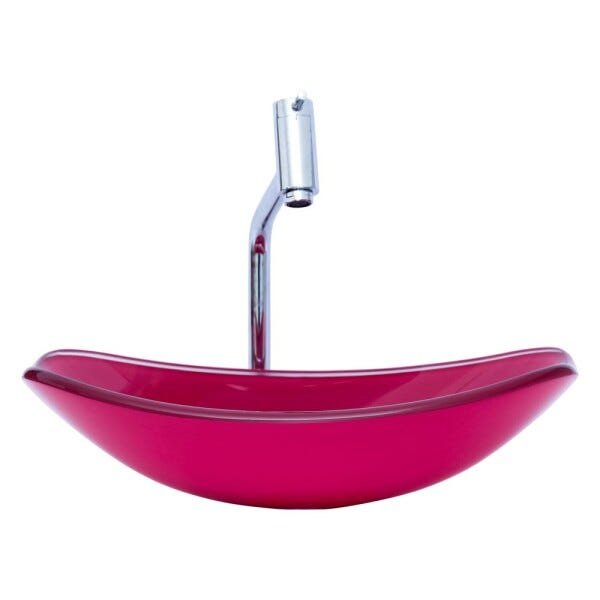 Kit Banheiro Cuba de Vidro Chanfrada + Torneira Link + Válvula - Rosa - 4