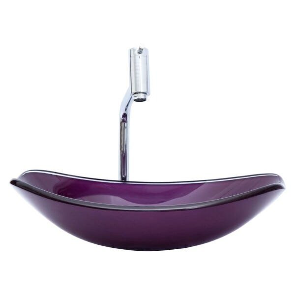 Kit Banheiro Cuba de Vidro Chanfrada + Torneira Link + Válvula - Roxo - 4