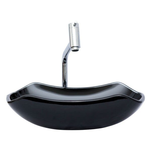 Kit Banheiro Cuba de Vidro Abaulada + Torneira Link + Válvula - Preto - 4