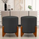 Ver imagem 1 de Kit 2 Puff Redondo Veludo com Pés em Madeira Maciça Decorativo Sala Quarto - Cinza