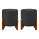 Ver imagem 2 de Kit 2 Puff Redondo Veludo com Pés em Madeira Maciça Decorativo Sala Quarto - Cinza