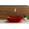 Kit Banheiro Cuba de Vidro Abaulada + Torneira Link + Válvula - Vermelho - 2