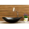 Kit Banheiro Cuba de Vidro Oval + Torneira Link + Válvula - Preto - 1