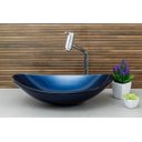 Ver imagem 1 de Kit Banheiro Cuba de Vidro Oval + Torneira Link + Válvula - Azul Marine