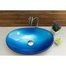 Kit Banheiro Cuba de Vidro Oval + Torneira Link + Válvula - Azul Matisse - 3